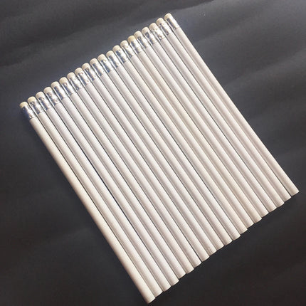 100pcs Wooden Pencils HB White Pencil For School Items Supplies Kids Pencils With Erasers Cute Stationery Art Drawing Wholesale