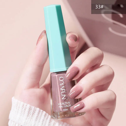 10Ml Solid Color Nail Polish Free Baking Long Lasting Waterproof Quick-Drying Non-Toxic Tasteless 40 Colors Sequins Nail Polish
