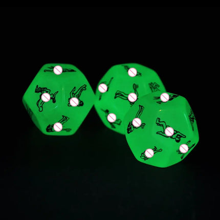 3pcs/set 12 sides Love Posture Sex Dice Fetish luminous dice Romance PositionAdult Games sex Toys Erotic Craps Pipe for Couples