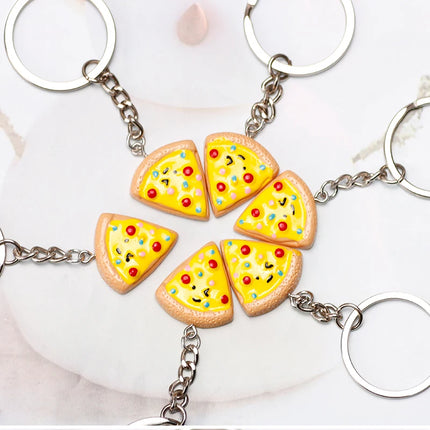 Unisex 6-piece Keychain Cute Pizza Alloy Pendant Can Be Used For Backpack Car Key Accessories Key Chain Jewelry Gifts