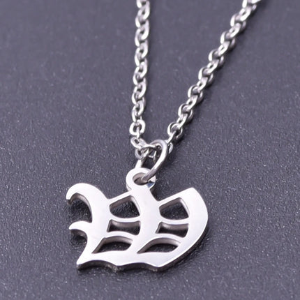 2pcs Stainless Steel Initial Necklace For Men Women Chain Old English Pendant 26 Letters Statement Necklaces Jewelry Couple Gift