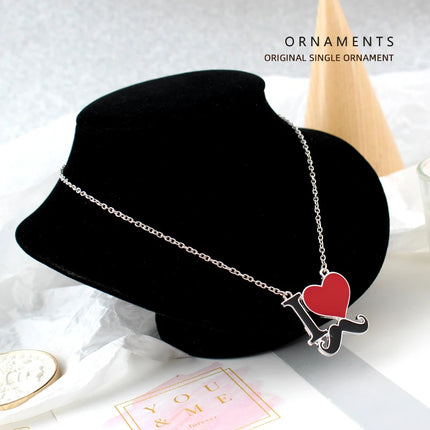 2026 New Fashion Jewelry Silver Gold Color Enamel I Love Mustache Heart Necklaces For Women Girl Best Friends Necklace Gift