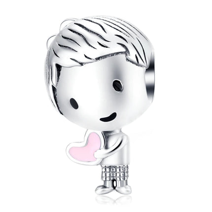 WOSTU Family Heart Charm High heels Mirror Makeup Pendant Bee Boy & Girl Charm Dreamcatcher Beads Jewelry Making Copper Zircon
