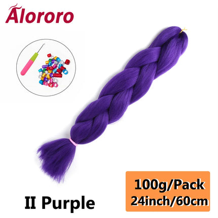 24 Inch Jumbo Braids for Hair Extensions Purple Synthetic Braiding Hair Accessories 100G/Pack Women DIY Hair for Crochet Braid