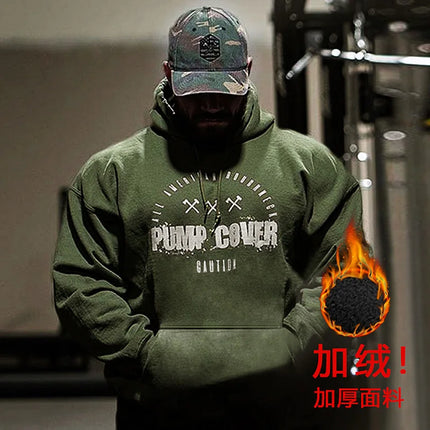 Men's Winter Wool Loose Coat Gym Singlets Sweatshirts Mens Fleece Hoodies Stringer Bodybuilding Fitness Casual Pullovers