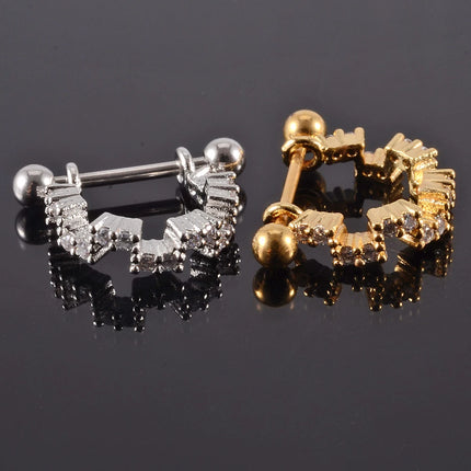 1pc Ear Tragus Cartilage Ring Stainless Steel Barbell With Cz Hoop Cartilage Cuff Piercing Helix Daith Rook Lobe Earrings