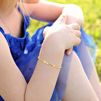 Vnox Adjustable Length Kids Babi ID Bracelets Anti Allergy Stainless Steel Girl Boy Children Anti Lost Jewelry Custom Name Phone