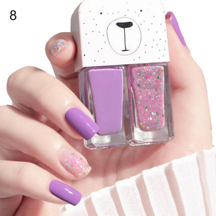 Manicure Water-based Bright Scrub Can Tear Gemini Nail Polish Two Bottles Set Twin Nail Polish Combination Glitter Nal Art Tools