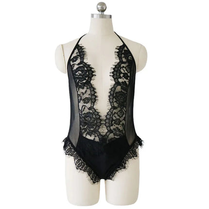 5XL Plus Size Women Sexy Lingerie Hot Erotic Apparel Porno Lace Flower Deep V Lace Underwear Nightwear Erotic Costumes