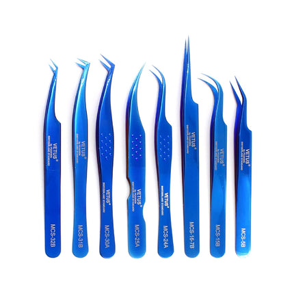 1pcs Vetus MCS Series Blue/Gold/Colorful Russian Volume Bloom Eyelash Extension Tweezers Stainless Precision Lash Tweezers Tools