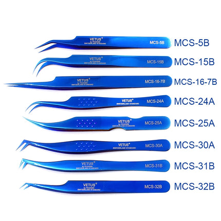 1pcs Vetus MCS Series Blue/Gold/Colorful Russian Volume Bloom Eyelash Extension Tweezers Stainless Precision Lash Tweezers Tools
