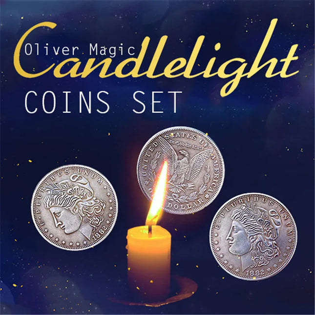Candlelight Coin Set (1 flipper coin + 1 expanded shell + 3 Morgan dollars) Magic Tricks Stage Magia Illusions Gimmick Props