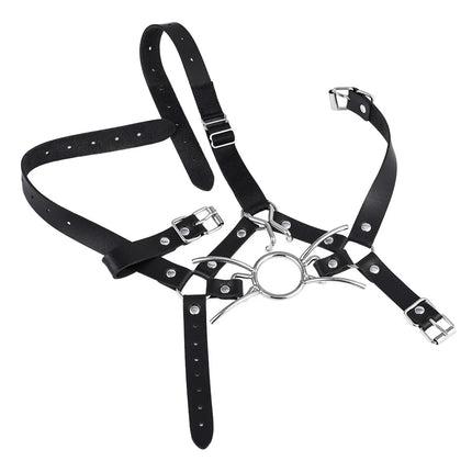 Bdsm Slave Muzzle Nose Hook Oral Fixation Fetish Spider O Ring Gag Ball With Nose Clip Leather Head Bondage Harnes Strap Sex Toy