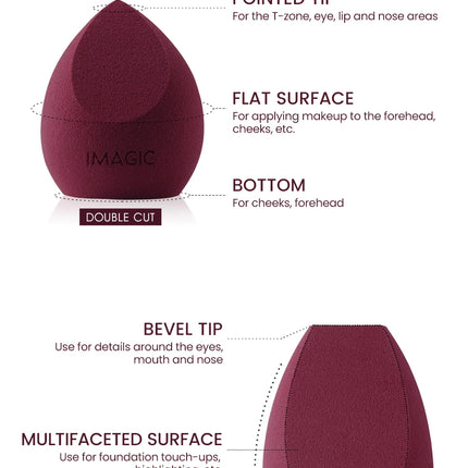 IMAGIC Makeup Sponge 10 Pcs Wet And Dry Puff Professional Soft Makeup Puff Sponge Ultra-High Quality Bigger Combination Packages