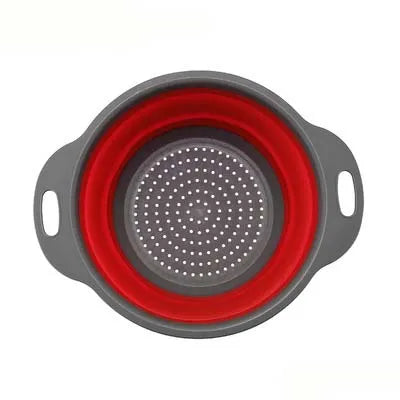 Round Square Foldable Silicone Colander Fruit Vegetable Washing Basket Strainer Collapsible Drainer Handle Kitchen Bar Tools