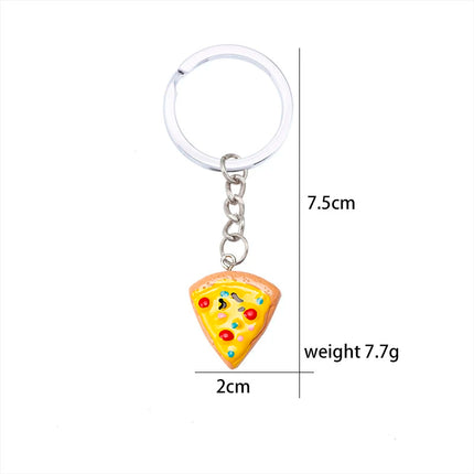 Unisex 6-piece Keychain Cute Pizza Alloy Pendant Can Be Used For Backpack Car Key Accessories Key Chain Jewelry Gifts