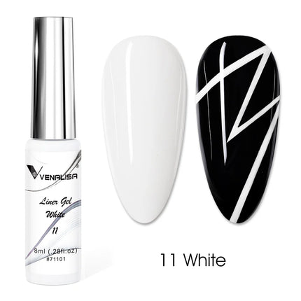 Venalisa Liner Gel 8ml French Nail Gel Polish UV LED Painting Gel Nail Art Design Gorgeous Glitter Color DIY Drawing Polish