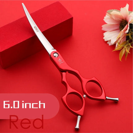 Fenice 6.0/6.5/7 Inch Professional Dog Grooming Scissors Curved Japan 440C Shear with High Quality Alloy Handle aseo de mascotas