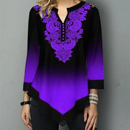 Women's Shirt Spring Summer Blouse 3/4 Sleeve Casual Printing Female Fashion Shirt Tees Tops Plus Size 5XL Street Shirt