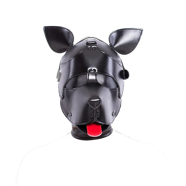 Black High Quality Adjustable Leather Erotic Dog Mask BDSM Bondage Hood for Fetish Pup Cosplay Role Play Costumes Sex Products