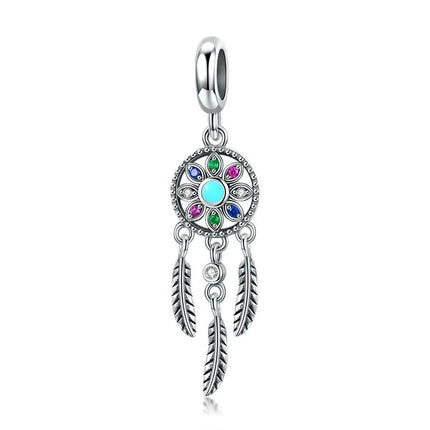 WOSTU Family Heart Charm High heels Mirror Makeup Pendant Bee Boy & Girl Charm Dreamcatcher Beads Jewelry Making Copper Zircon