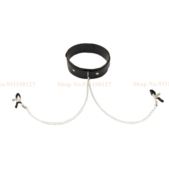 Sex Toys Slave Leather Collar Nipple Clitoris Chain BDSM Bondage Adults Products Erotic Accessories Sex Toys For Couples Woman