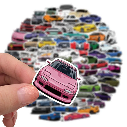10/50/100PCS Retrofit Racing JDM Stickers Car Motorcycle Laptop Guitar Waterproof Graffiti Cool Sticker Decal Kid Classic Toys