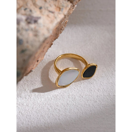 Yhpup Acrylic Shell Ring Jewelry 316L Stainless Steel Geometric Women Finger Ring Bagues Pour Femme Accessories Femme Gift
