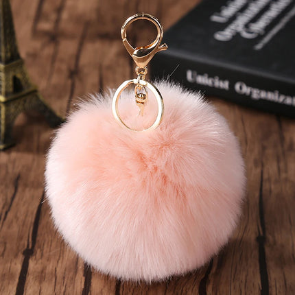 Trinket Fluffy Artificial Rabbit Fur Ball Key Chain 8cm Pompons Keychain 21 Color Women Car Bag Key Ring Hang Jewelry