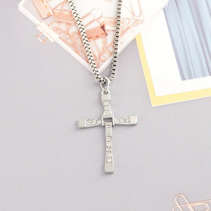 New Fast And Furious 7 Moive Cross Tourette Necklace Dominic Toretto Cross Pendant Necklace For Men