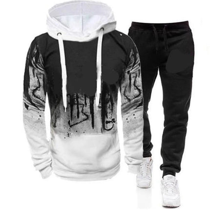 Men's Autumn Winter Tracksuit Zipper Hoodie and Pants 2 Piece Casual Sportswear Jogger Running Suit Fitness Sweatshirt Cardigian