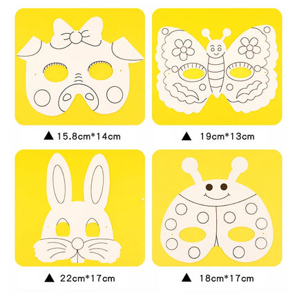 8Pcs Cartoon Animal Painting Masks Diy Color Kindergarten Graffiti Coloring Crafts Toys Children Creative Hand-Painted Fun Toys
