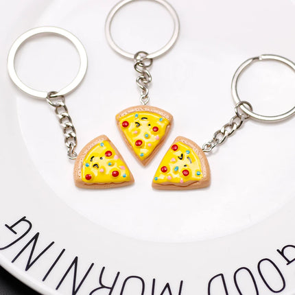 Unisex 6-piece Keychain Cute Pizza Alloy Pendant Can Be Used For Backpack Car Key Accessories Key Chain Jewelry Gifts