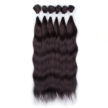 FASHION IDOL Water Wave Hair Bundles Synthetic Hair Extensions Ombre Blonde Brown Cosplay Weave Hair Bundles 20 inch 6Pcs Hair
