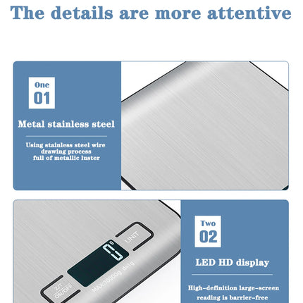 Kitchen Scale LCD Display Stainless Steel Electronic Scales Home Jewelry Food Snacks Weighing Baking Tools