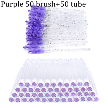 Reusable Eyebrow Brush Tube Eye Lash Brush Replaceable Mascara Wands Dust-proof Sparkling Diamond Eyelash Extension Makeup Tools