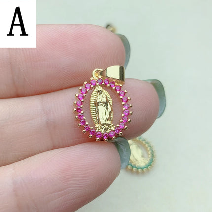 Religion Holy Virgin Mary Guadalupe Necklace Pendants High Quality Metal Gold Plated Charms For Jewelry Making Wholesale