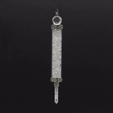 KFT Natural Healing Crystal Quartz Tourmaline Lapis Lazuli Long Pillar Wishing Bottle Reiki Stone Pendulum Pendant Jewelry