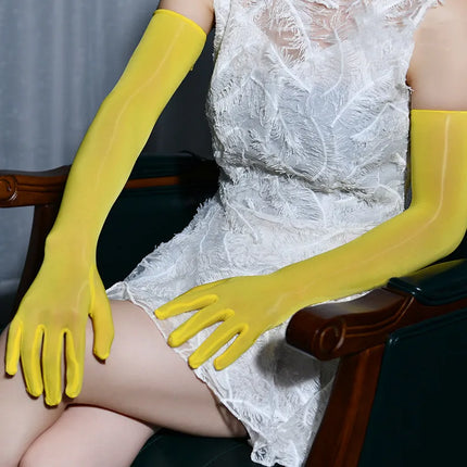 Sexy Women Gloves Transparent Super Thin Smooth Oil Glossy Long Glove Mittens Party Club Unisex Sissy Sexy See Through Gloves