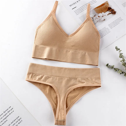 Women's Underwear Cotton Sexy Seamless Bra and Panty Set Wire Free Brassieres Female Womens Lingerie Underwear & Sleepwears