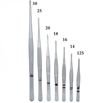 Stainless Steel 430/304 Anti-iodine Medical Tweezers Long Straight Forceps 12.5cm-30cm Straight Head Elbow Thicken Medical Tools