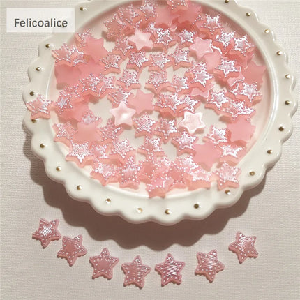 100pcs Assorted Pink ABS Pearl Bow Heart Flatback Cabochons DIY Resin Shaker Charms Molds Stuff Moon Star Slime Fillings Fillers