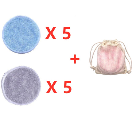 Reusable Bamboo Makeup Remover Pads Cotton 10Pcs Microfiber Washable Rounds Cleansing Facial Tools Make Up Removal Pad