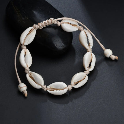 SMJEL Bohemian Shell Anklets for Women Handmade Woven Natural Shell Foot Jewelry Summer Beach Barefoot Bracelet ankle on Leg
