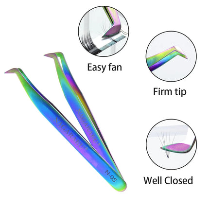 NAGARAKU Stainless Steel Straight Curved Nail Volume Eyelash Accurate Tweezers Nippers Pointed Clip Set Makeup Tools