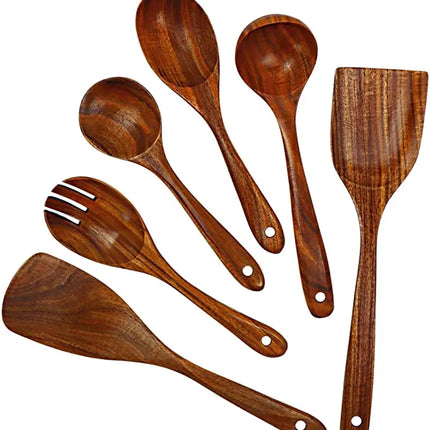 1-9Pcs/set Wooden Kitchen Utensils Set,  Wooden Spoons for Cooking, Utensils,Natural Teak Wooden Spoons For Non-stick Pan Gift