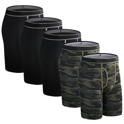 5Pcs Set Long Boxer Men Underwear Male Underpants Panties Sexy Clavin Underware Calzones BoxerShorts Boxer Shorts Homme Trunk