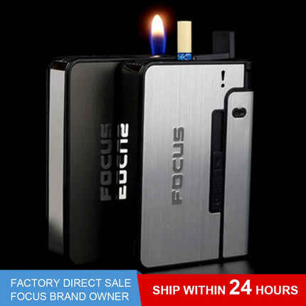 Automatic Cigarette Case Metal Cigarette Boxes 10pcs Cigarette Capacity Can Mount Lighter Men Gadget Tool Nice Gift Dropshipping