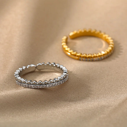 2025 Korean Fashion Adjustable Stainless Steel Rings For Women Simple Engagement Wedding Rings Fashion Jewelry Accessories Gift