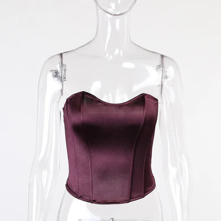 Sexy Women Tube Tops Solid Sleeveless Slim Skinny Corset Cropped Top 2023 Summer Casual Elegant Female Strapless Vest